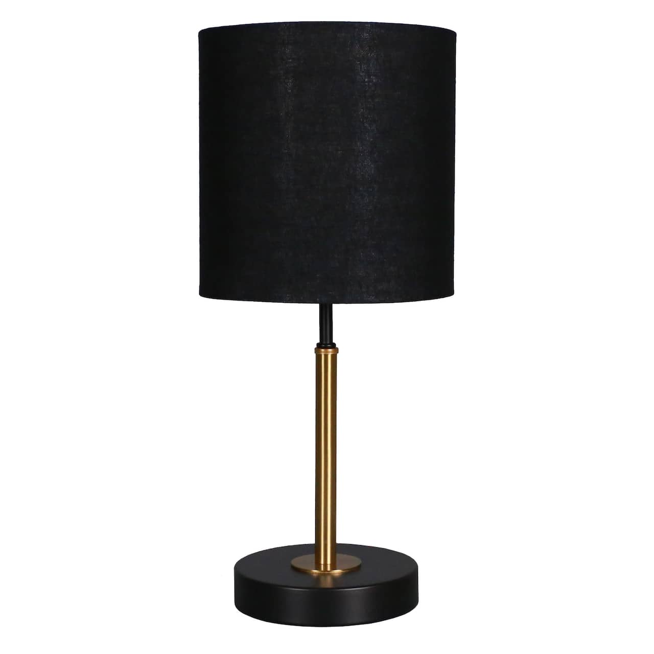15.5" Gold & Black Metal Table Lamp with Black Fabric Shade by Ashland®